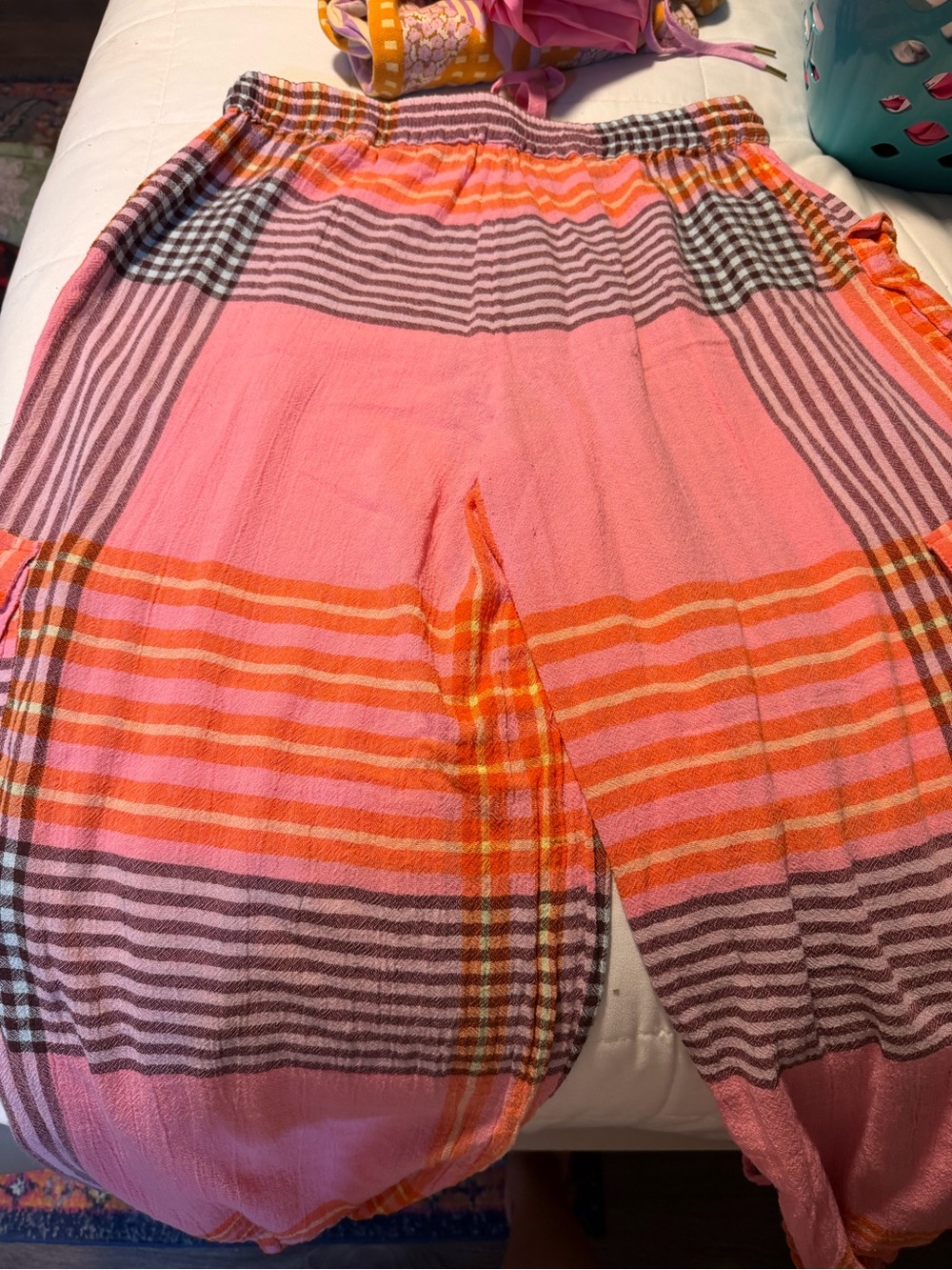 Free People crafted cargo trousers pink plaid - Picture 3 of 4